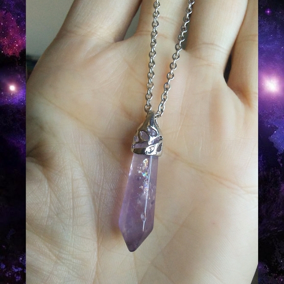 🌙💜 Amethyst Stone Necklace Crystal Point Healing Jewelry Witchy - Picture 13 of 16